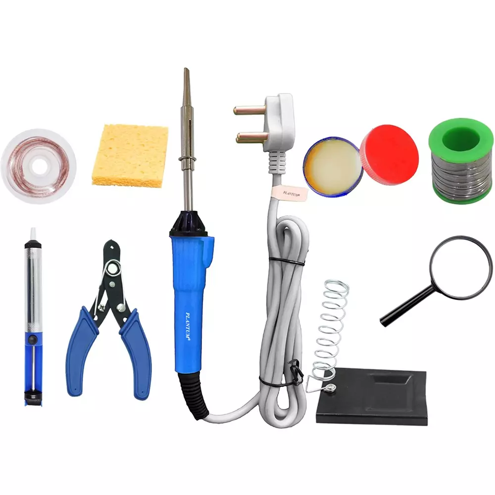 PLANTUM Beginner 9 In 1 Soldering Iron Kit 25 W Corded Flat Copper, Iron & Nickle Tip