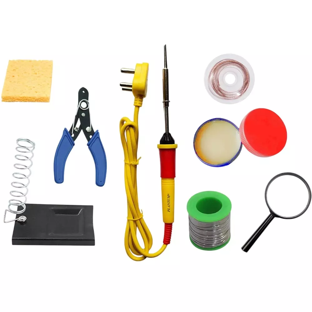 PLANTUM 8 In 1 Soldering Iron Kit Beginner Flat 27 mm Tip Copper, Iron & Nickle 25 W