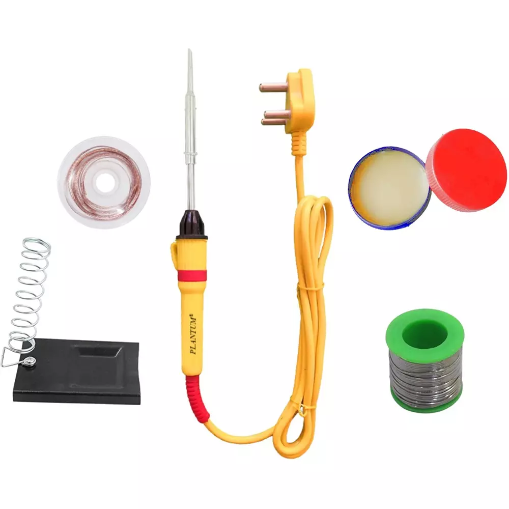 PLANTUM Combo Type 5 Beginner Pack Soldering Iron Kit 25 W Simple (Flat Tip)