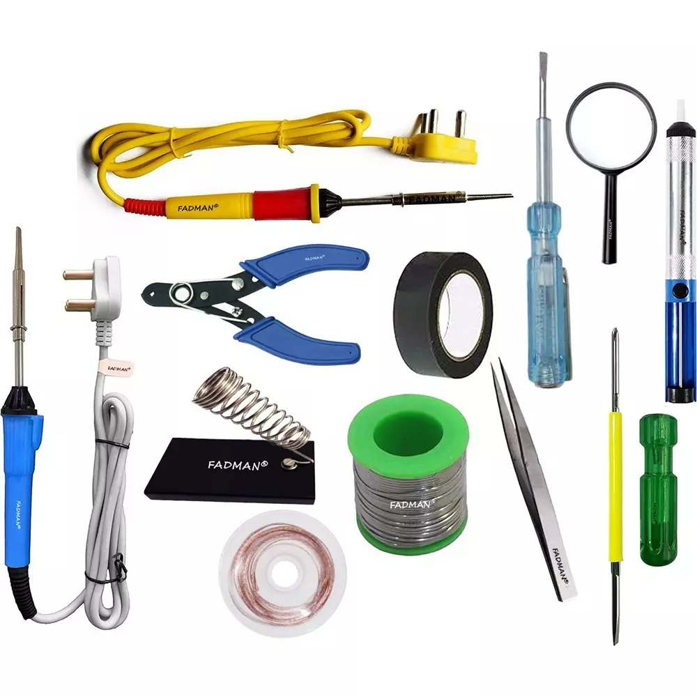 Fadman 12 in 1 Soldering Iron Kit Copper, Iron & Nickle Corded 25 W with Cutter, Solder Wire