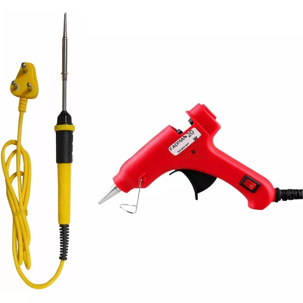 Fadman 2 In 1 Soldering Iron Kit Copper, Iron & Nickle Corded 25 W with Red Glue Gun