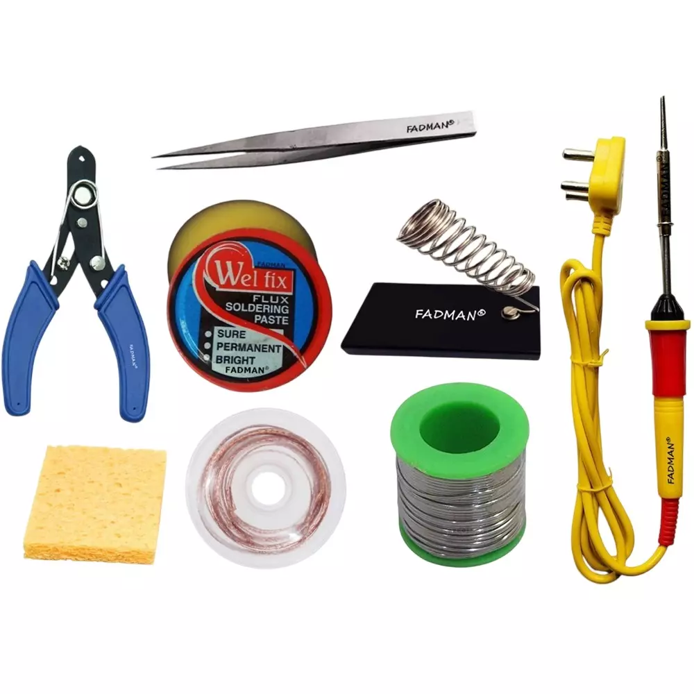Fadman Basic Bundle Electric 8 In 1 Soldering Iron Kit Yellow+Full Red with Solder Wire, Cutter