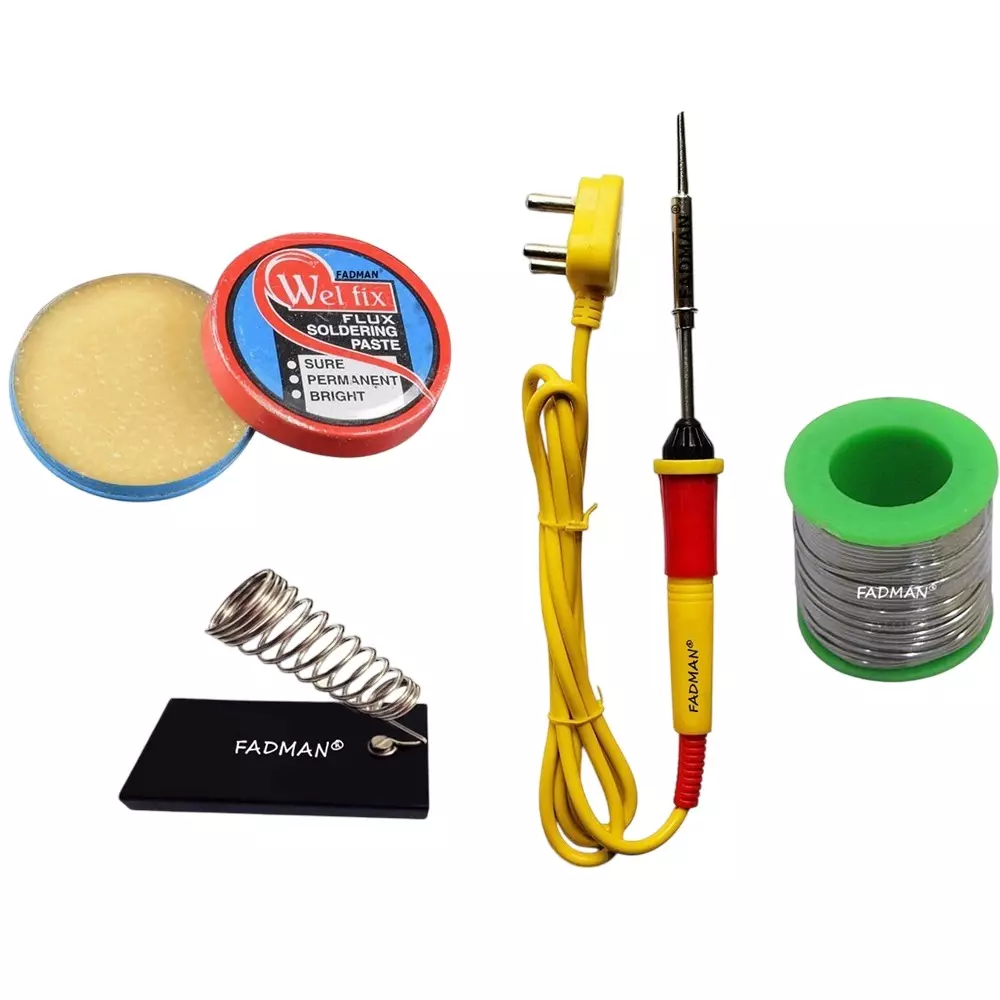 Fadman Beginner Basic 4 In 1 Soldering Iron Kit Copper, Iron & Nickle Corded with Solder Wire