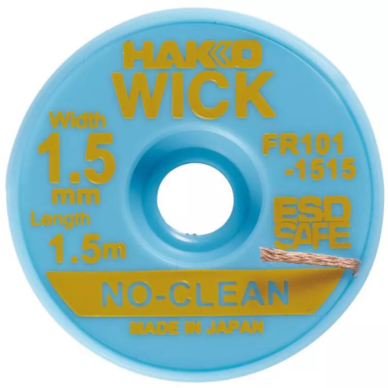 HAKKO Solder Wick No Clean, Flux: No Cleaning Type for Breakthrough in less than 50% of the test range (IPC-TM-650), FR101-1515-J