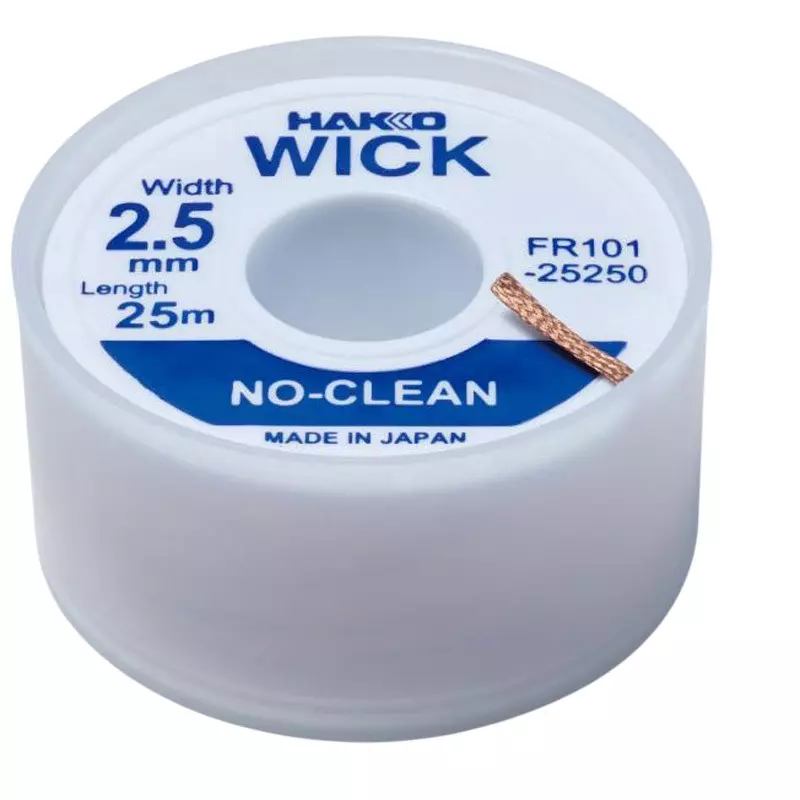 HAKKO Solder Wick No Clean, Flux: No Cleaning Type for Breakthrough in less than 50% of the test range (IPC-TM-650), FR101-25250-J