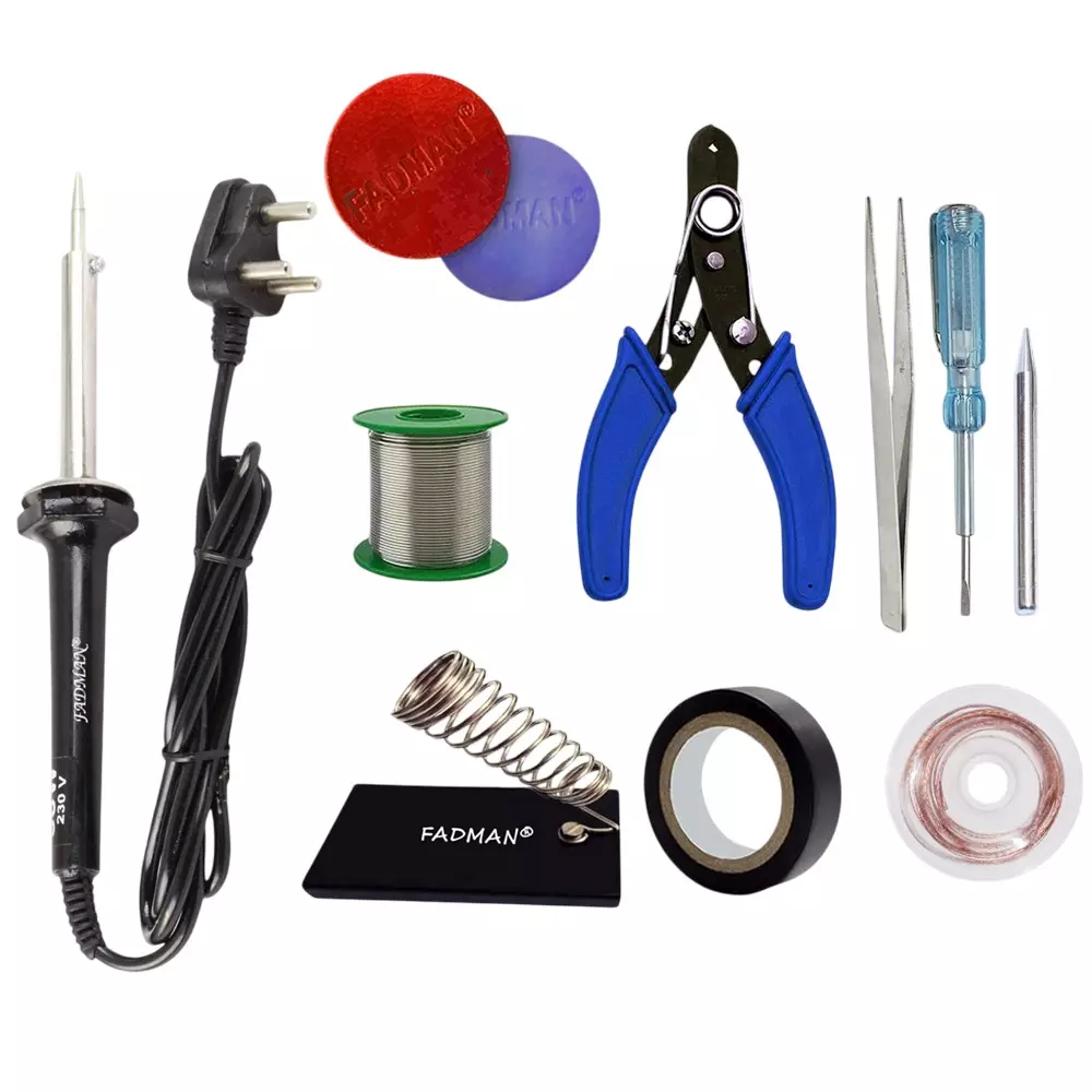 Fadman 10 In 1 Black Soldering Iron Kit 60 W Corded Flat Copper & Iron Tip