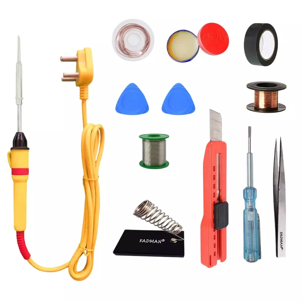 Fadman 11 In 1 Type-4 Soldering Kit with Mobile Opener 25 W Corded Flat Copper, Iron & Nickle Tip