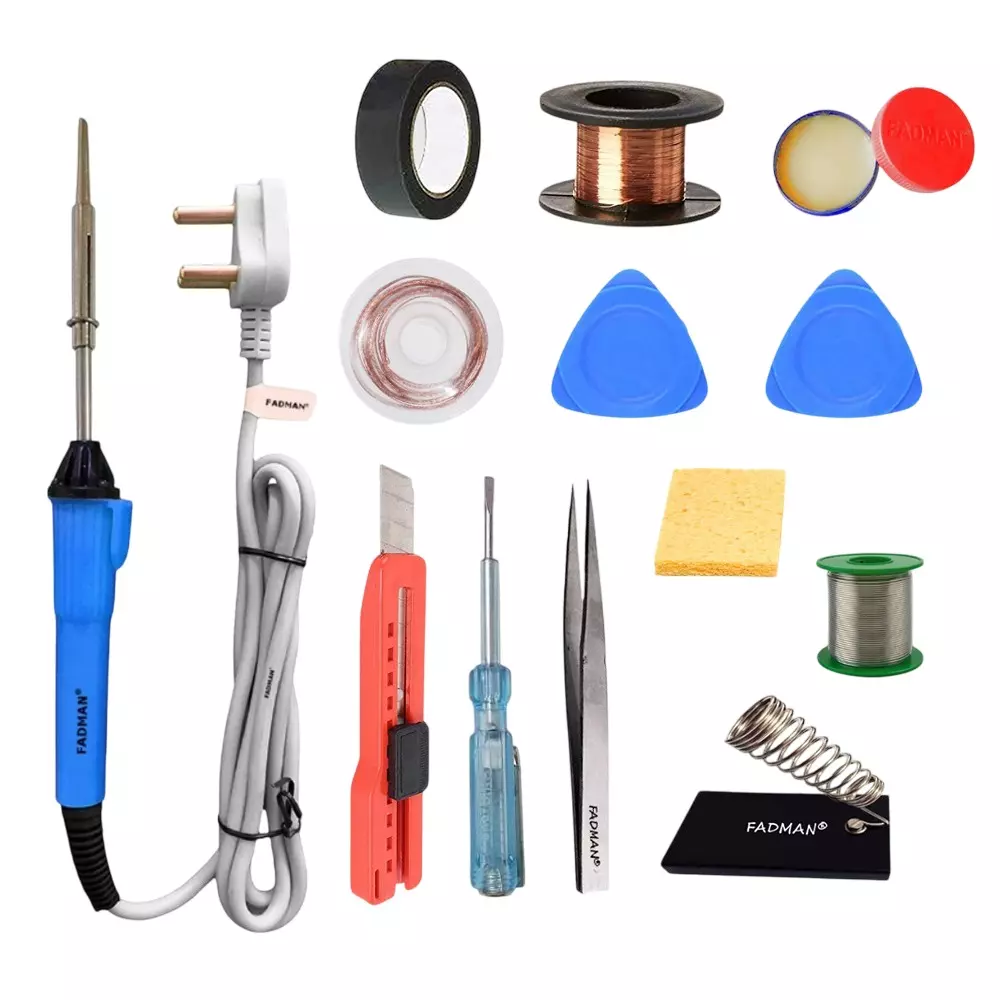 Fadman 12 In 1 Type-2 Soldering Kit with Mobile Opener 25 W Corded Flat Copper, Iron & Nickle Tip