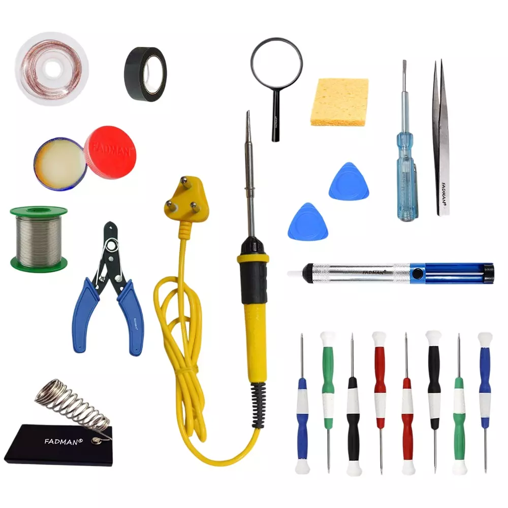 Fadman 14 In 1 Type-1 Soldering Kit with Mobile Opener 25 W Corded Flat Copper, Iron & Nickle Tip