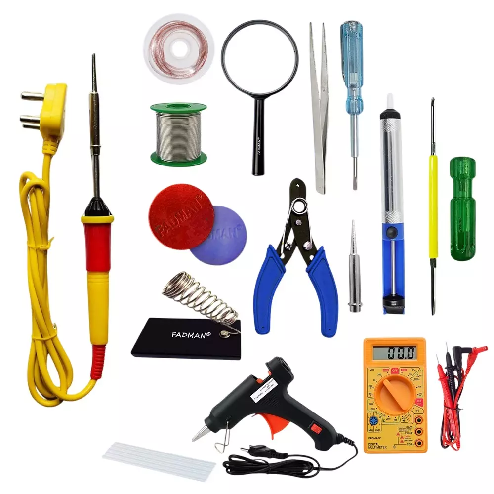 Fadman 15 In 1 Full Yellow & Red Soldering Iron Kit 25 W Corded Flat Copper, Iron & Nickle Tip