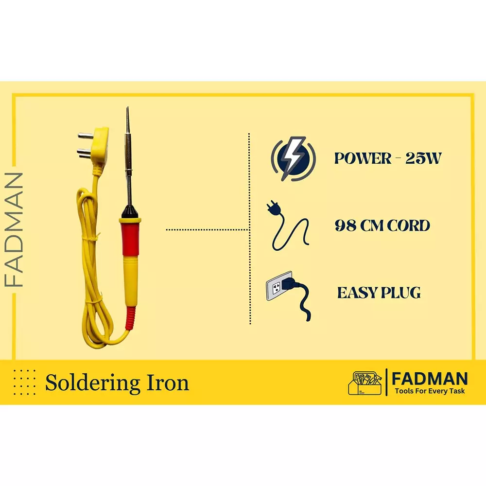 Fadman 15 In 1 Full Yellow & Red Soldering Iron Kit 25 W Corded Flat Copper, Iron & Nickle Tip