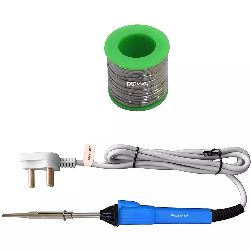 Fadman 2 In 1 Soldering Iron Kit (Set Of 2), Solder Wire, Grey & Blue Soldering Iron 25 W Simple (Flat Tip)
