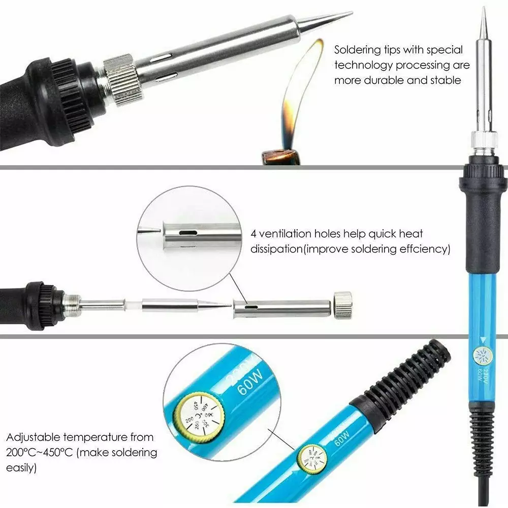 Fadman Round Tip Soldering Iron Kit 60 W With Solder Wire 60 W Temperature Controlled (Round Tip)