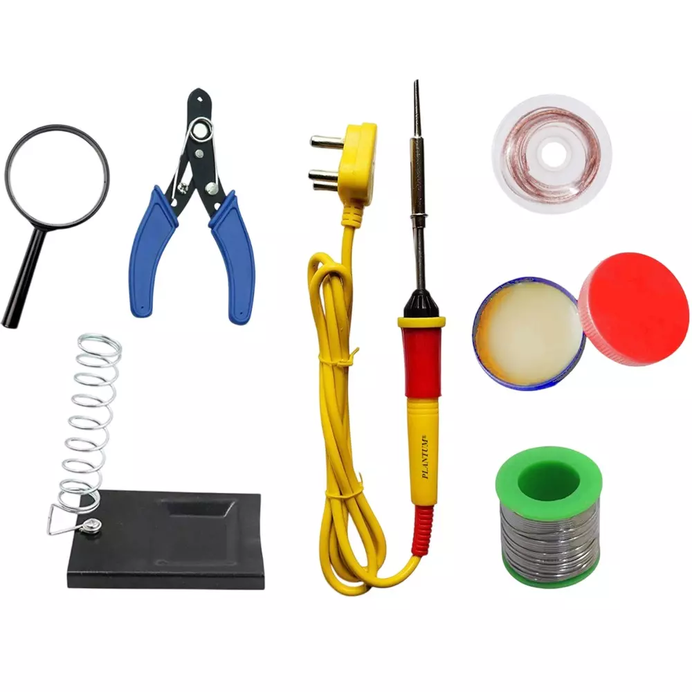 PLANTUM 7 In 1 Soldering Iron Kit Beginner Flat 27 mm Tip Copper, Iron & Nickle 25 W