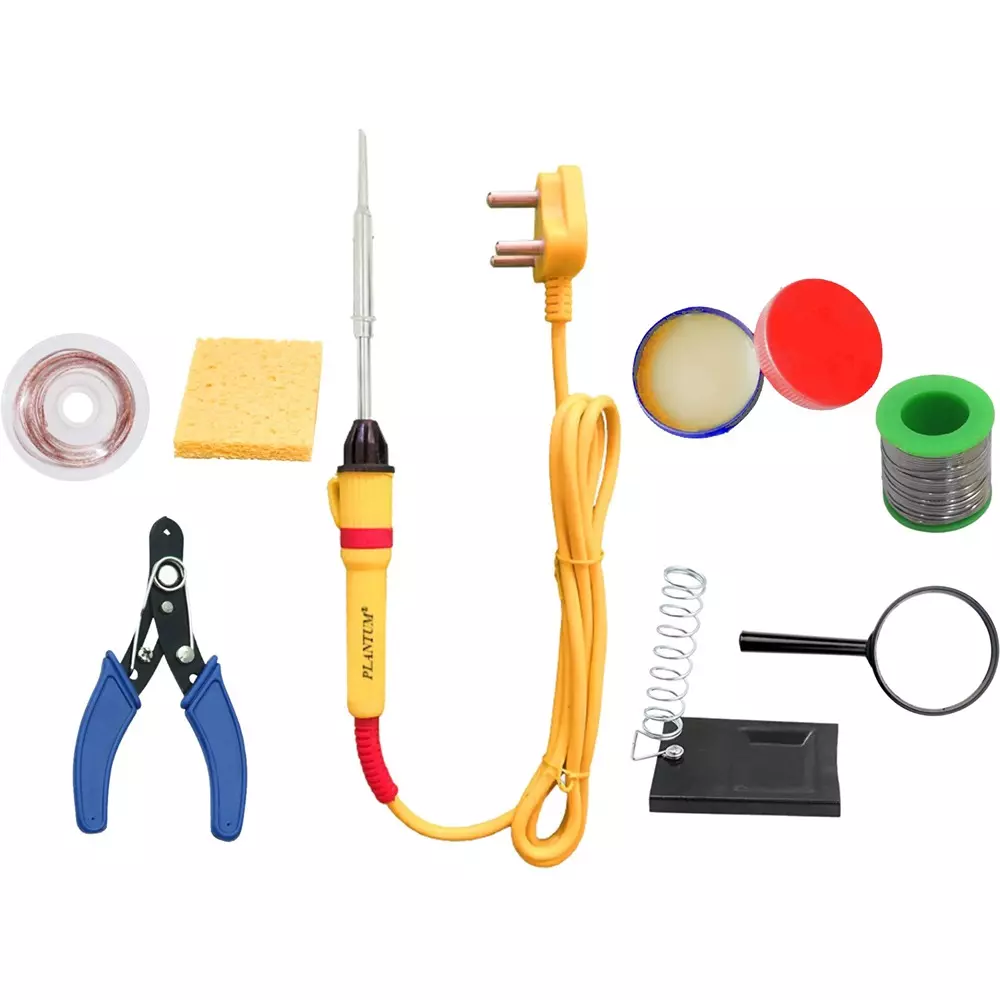 PLANTUM Combo Type 8 Beginner Pack Soldering Iron Kit 25 W Simple (Flat Tip)