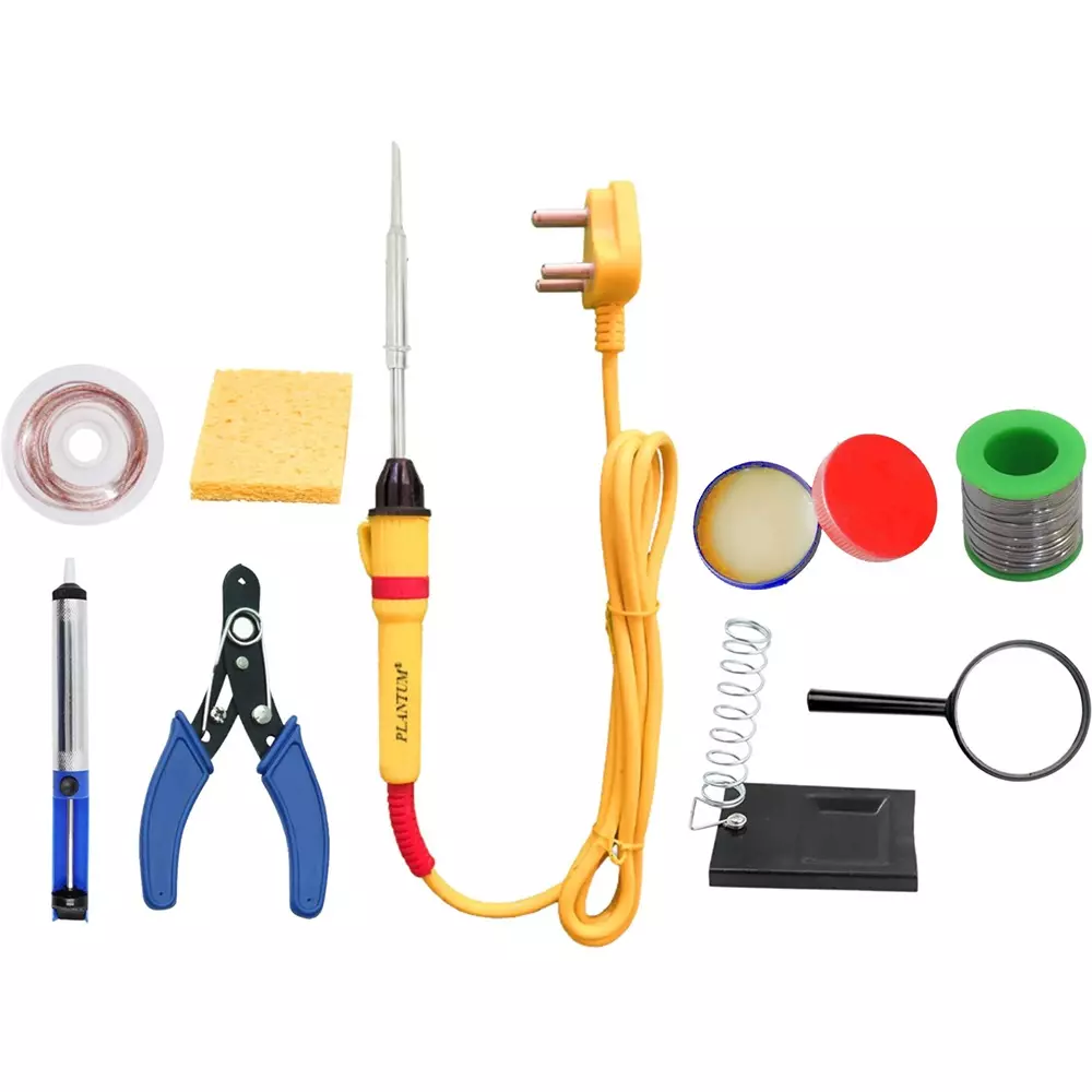 PLANTUM Combo Type 9 Beginner Pack Soldering Iron Kit 25 W Simple (Flat Tip)