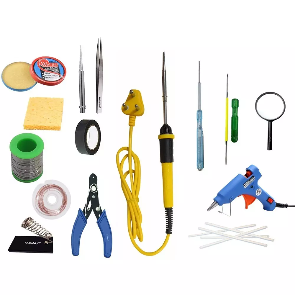 Fadman 15 In 1 Soldering Iron Kit Copper, Iron & Nickle Corded 25 W with Solder Wire, Glue Gun, Cutter