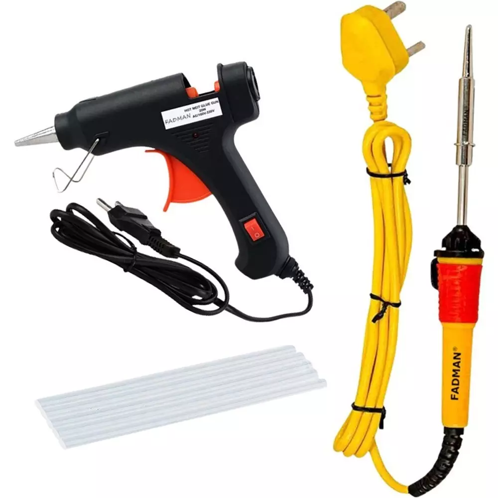 Fadman 3 In 1 Soldering Iron Kit Copper, Iron & Nickle Corded 25 W with Glue Gun, Solder Wire