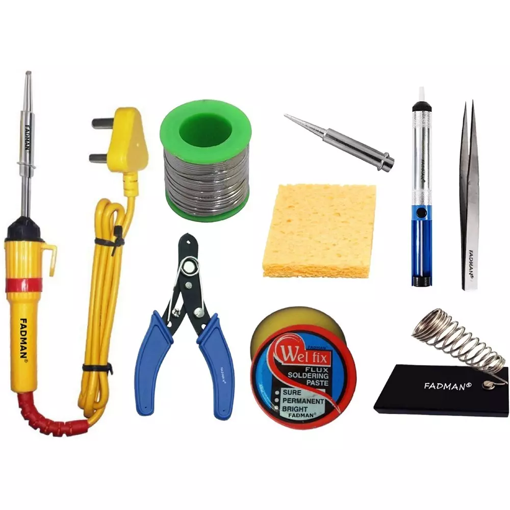 Fadman Basic Complete 9 In 1 Soldering Iron Kit Copper, Iron & Nickle Corded 25 W with Cutter, Solder Wire