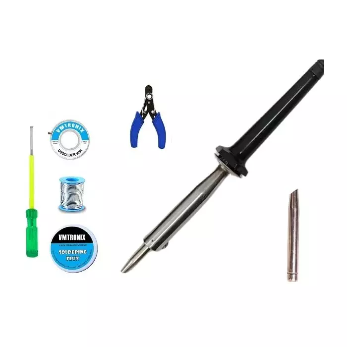 VMTRONIX Soldering Kit Round Iron 125 W for Precision Electric Work (Kit of 7 Pcs)