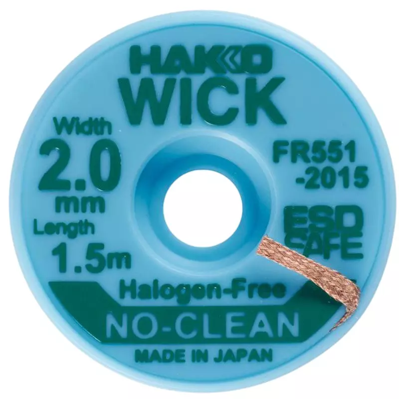 HAKKO Solder Wick No-Clean Halogen-Free, Flux: No-Clean Type for No breakthrough (IPC-TM-650), FR551-2015-J