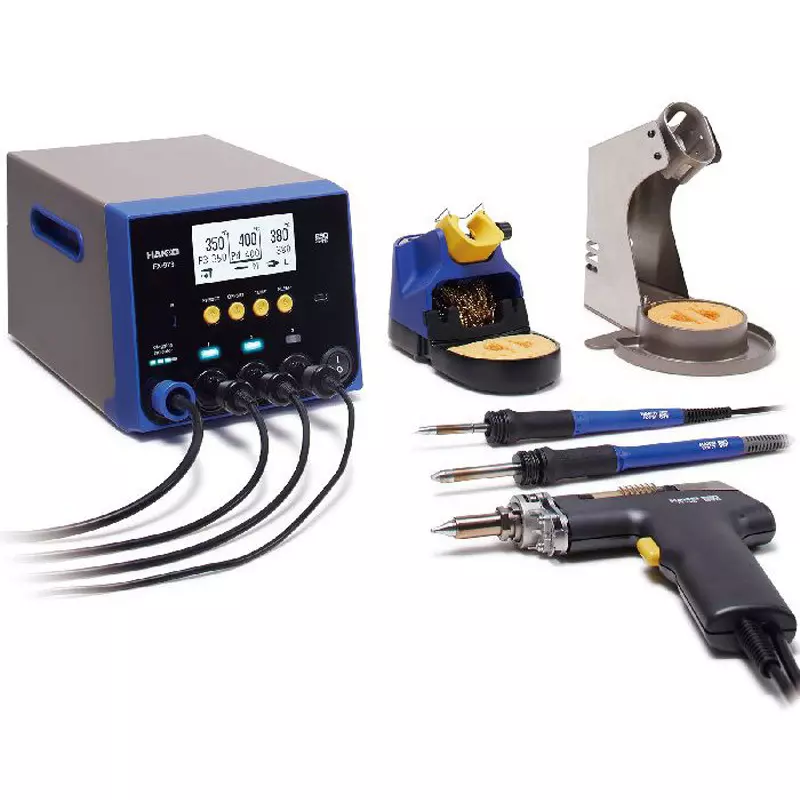 HAKKO Rework Station 400 W, Soldering Iron 95 W (24V), Desoldering Tool 140 W (24V) 1.2 m Length, FX973-81
