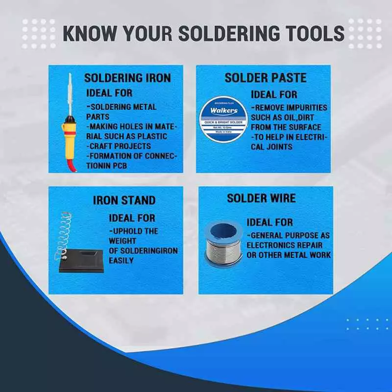 Walkers Soldering Iron Kit, Glue Gun and Voltage Tester Combo WKCB101 (Kit of 15 pcs)