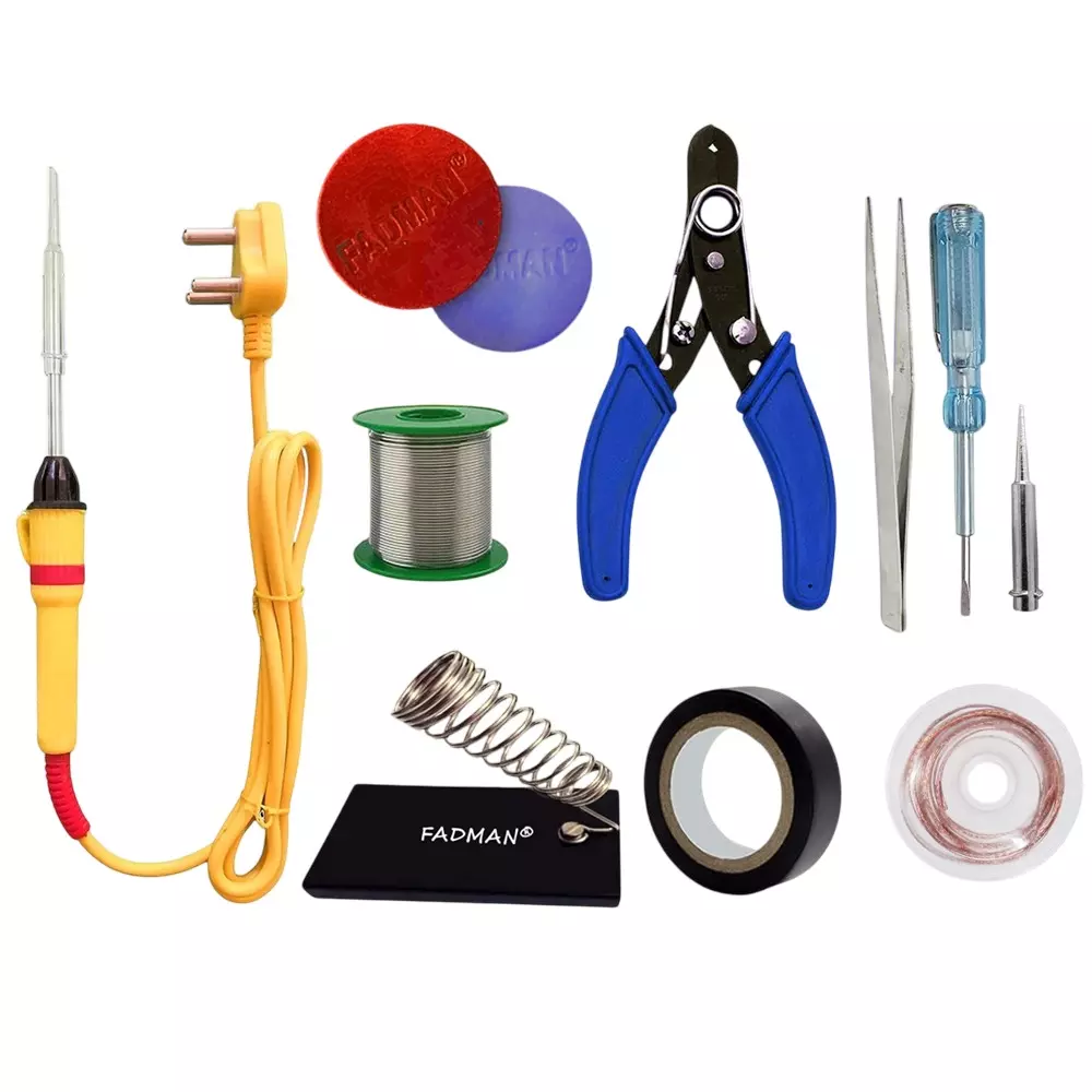 Fadman 10 In 1 Half Yellow & Red Soldering Iron Kit 25 W Corded Flat Copper & Iron Tip