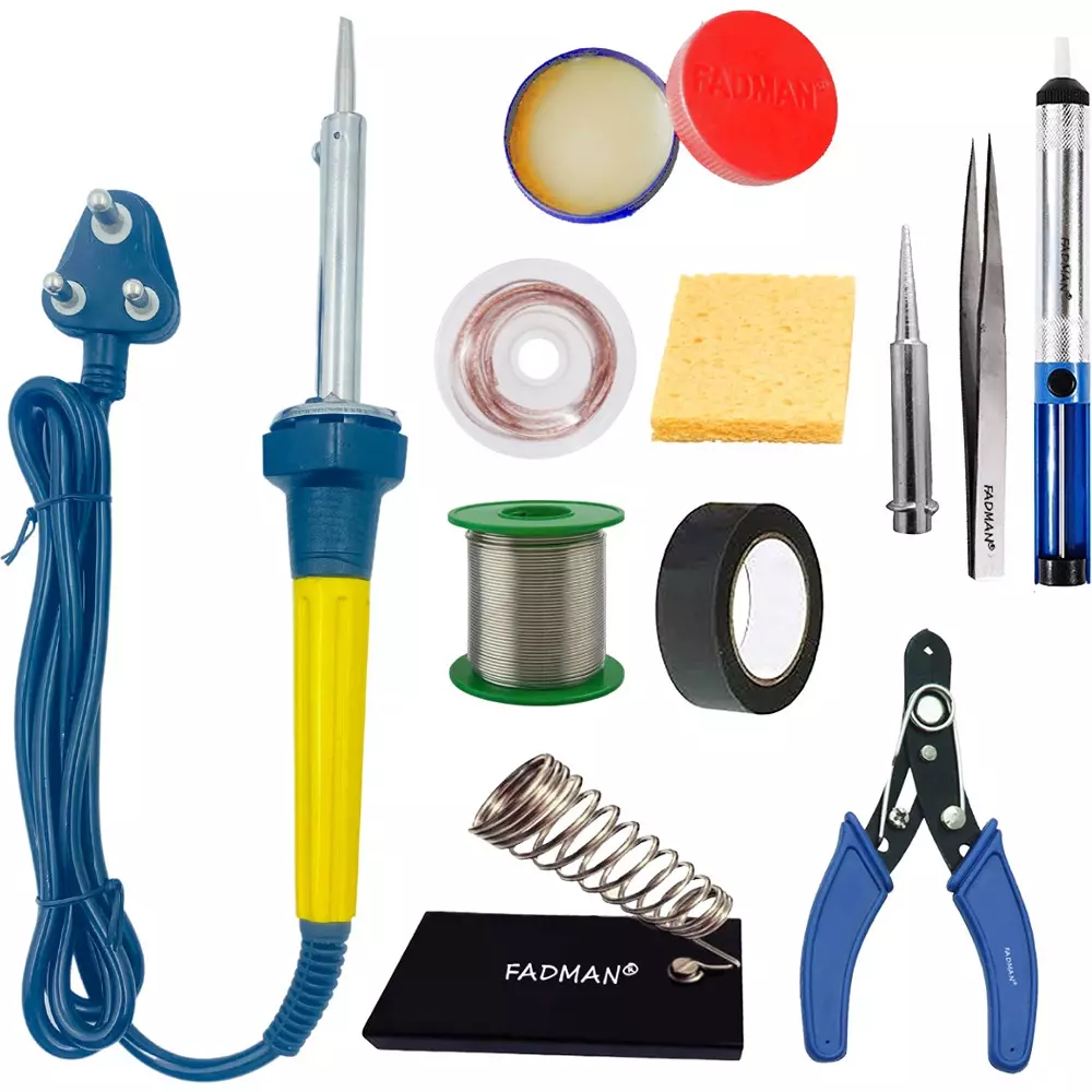 Fadman 11 In 1 Soldering Iron Equipment Tool Machine Combo Kit 60 W Corded Flat Copper, Iron & Nickle Tip