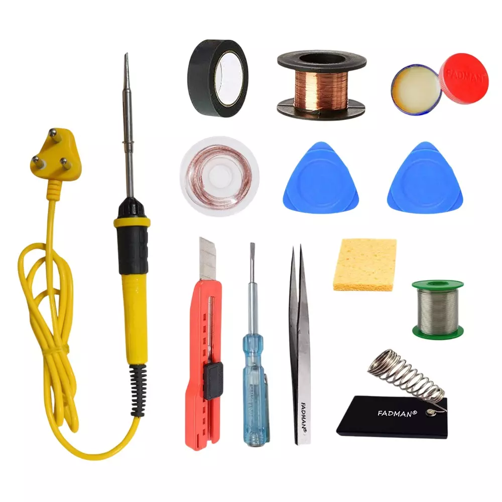 Fadman 12 In 1 Type-1 Soldering Kit with Mobile Opener 25 W Corded Flat Copper, Iron & Nickle Tip