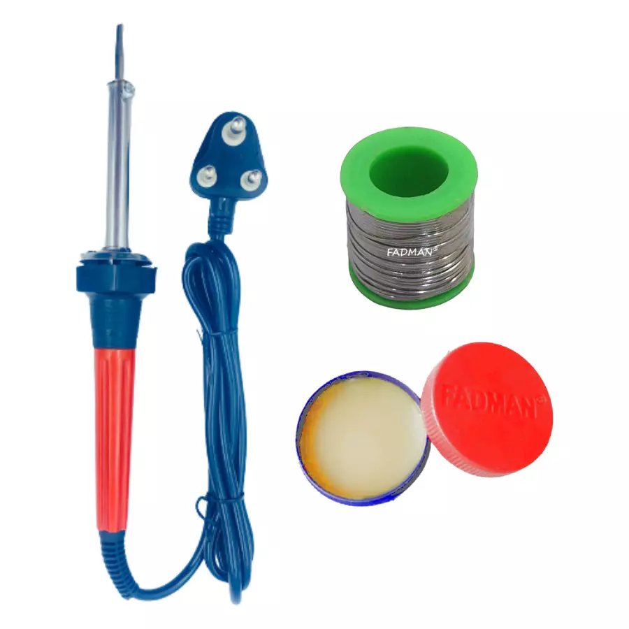 Fadman Soldering Iron Kit Pack Of 3, Solder Wire, Soldering Flux, 60 W Simple (Flat Tip)