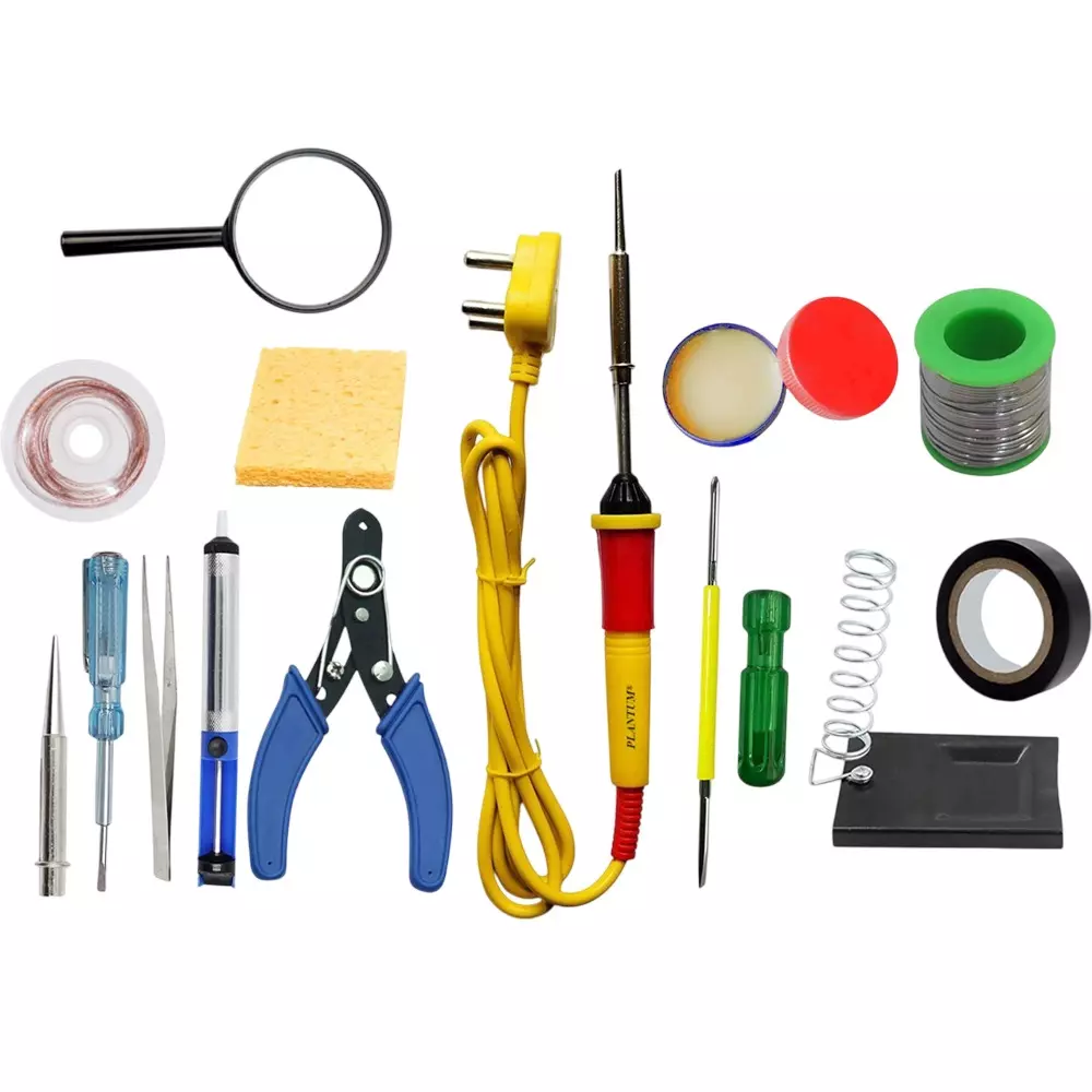 PLANTUM 14 In 1 Soldering Iron Kit Beginner Flat 27 mm Tip Copper, Iron & Nickle 25 W