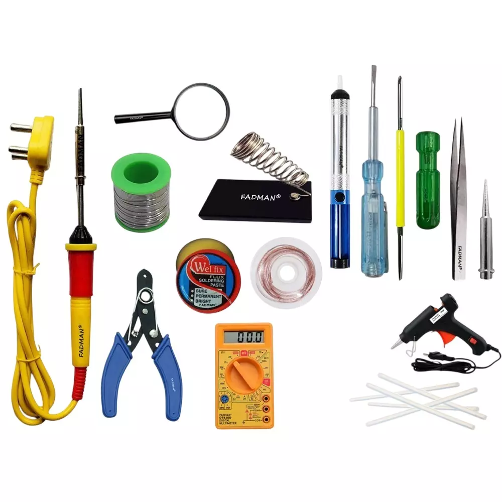 Fadman Basic Complete 15 In 1 Soldering Iron Kit Copper, Iron & Nickle Corded 25 W with Cutter, Tester, Solder Wire