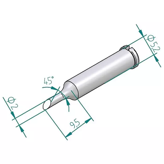 ERSA TIP, SOLDERING, ANGLED FACE, 2.0MM, 0102ADLF20/SB