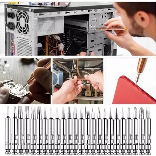 VMTRONIX Temperature Adjustable Soldering Iron Kit 60 W Iron Plated Tip for Precision Electric Work (Kit of 29 Pcs)
