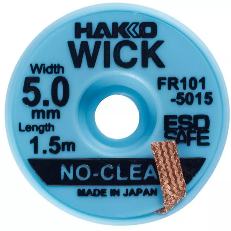 HAKKO Solder Wick No Clean, Flux: No Cleaning Type for Breakthrough in less than 50% of the test range (IPC-TM-650), FR101-5015-J