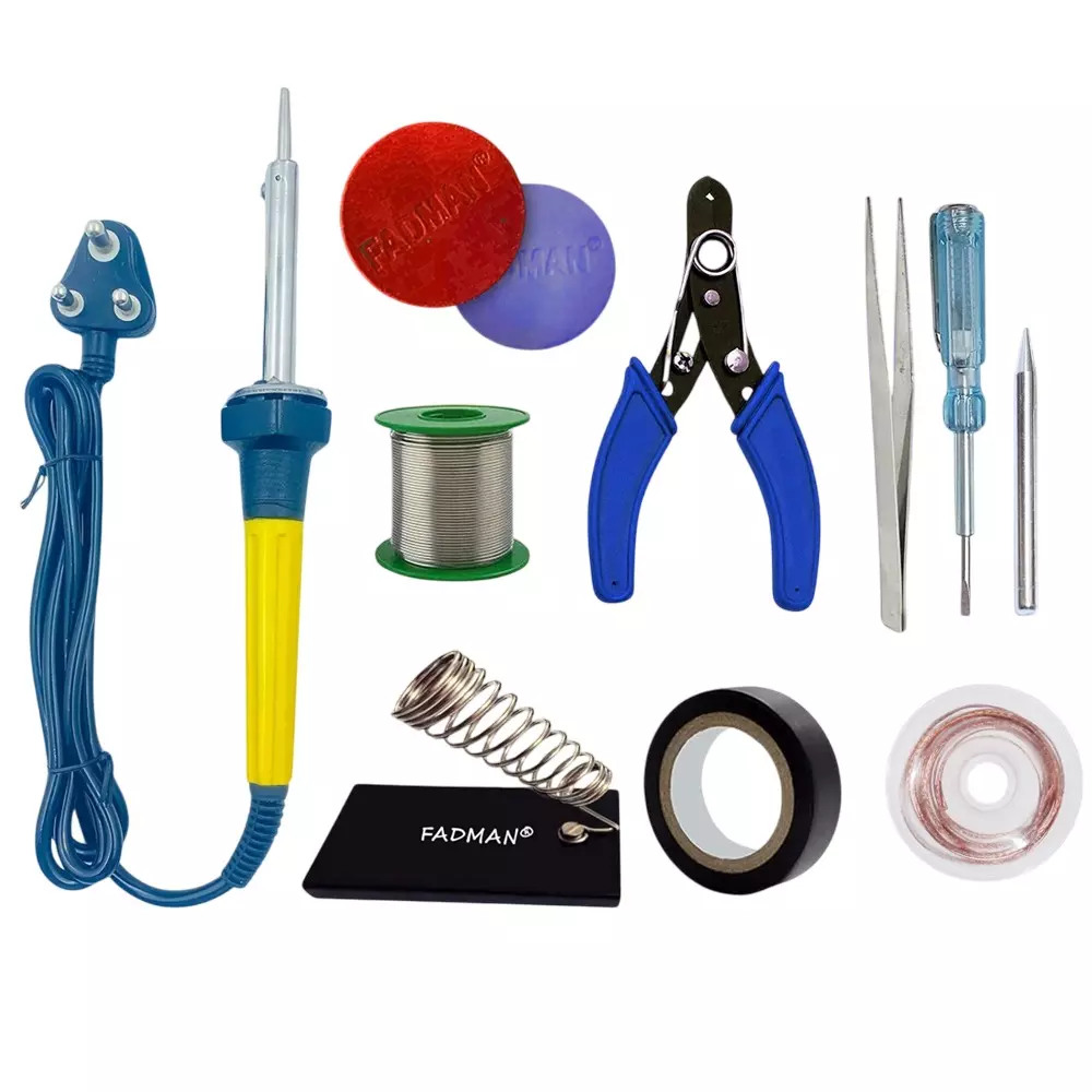 Fadman 10 In 1 Yellow Soldering Iron Kit 60 W Corded Flat Copper & Iron Tip