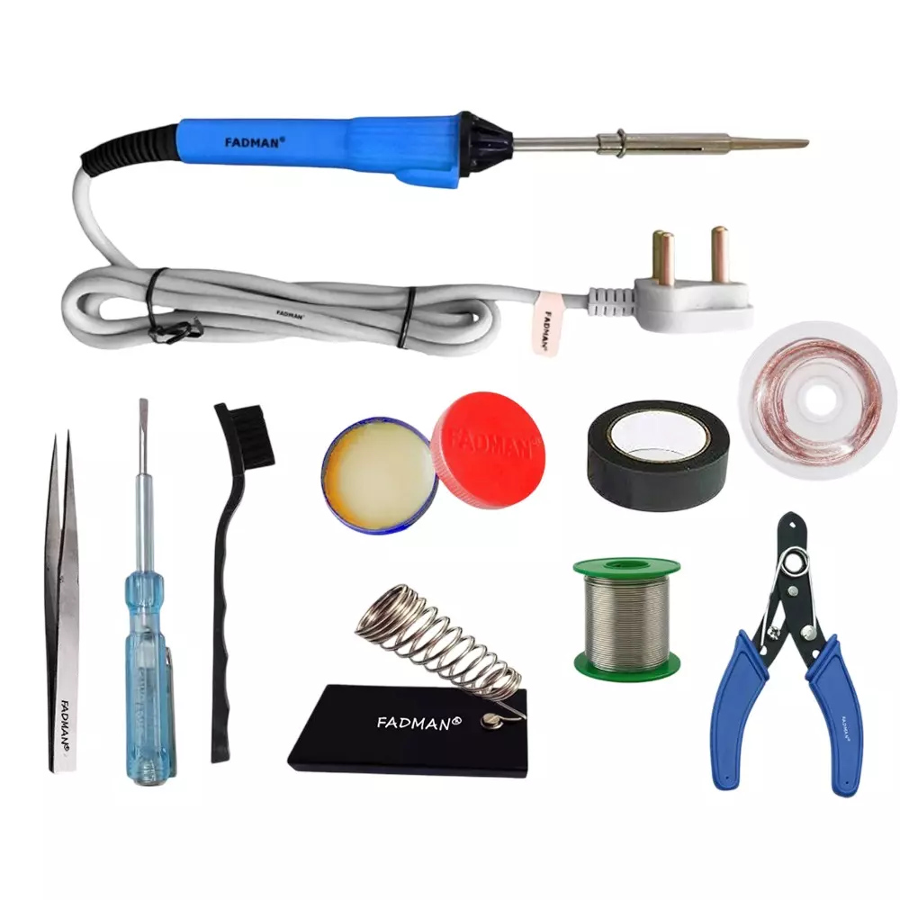 Fadman 10 In 1 Type-2 Soldering Kit with Mobile Opener 25 W Corded Flat Copper, Iron & Nickle Tip
