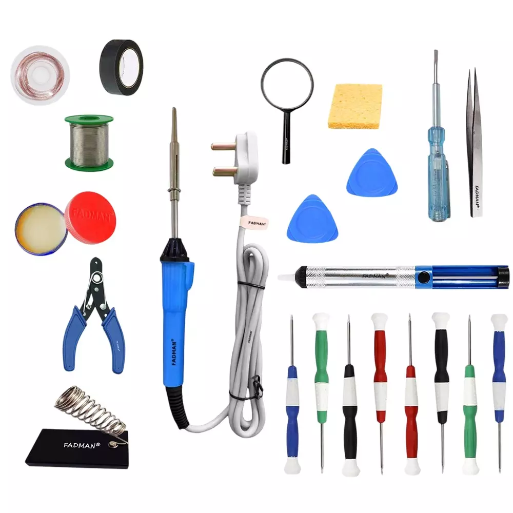 Fadman 14 In 1 Type-2 Soldering Kit with Mobile Opener 25 W Corded Flat Copper, Iron & Nickle Tip