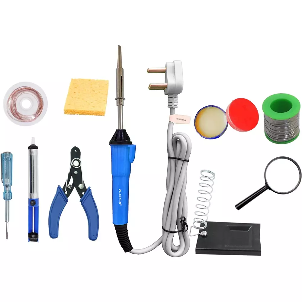 PLANTUM Beginner 10 In 1 Soldering Iron Kit 25 W Corded Flat Copper, Iron & Nickle Tip
