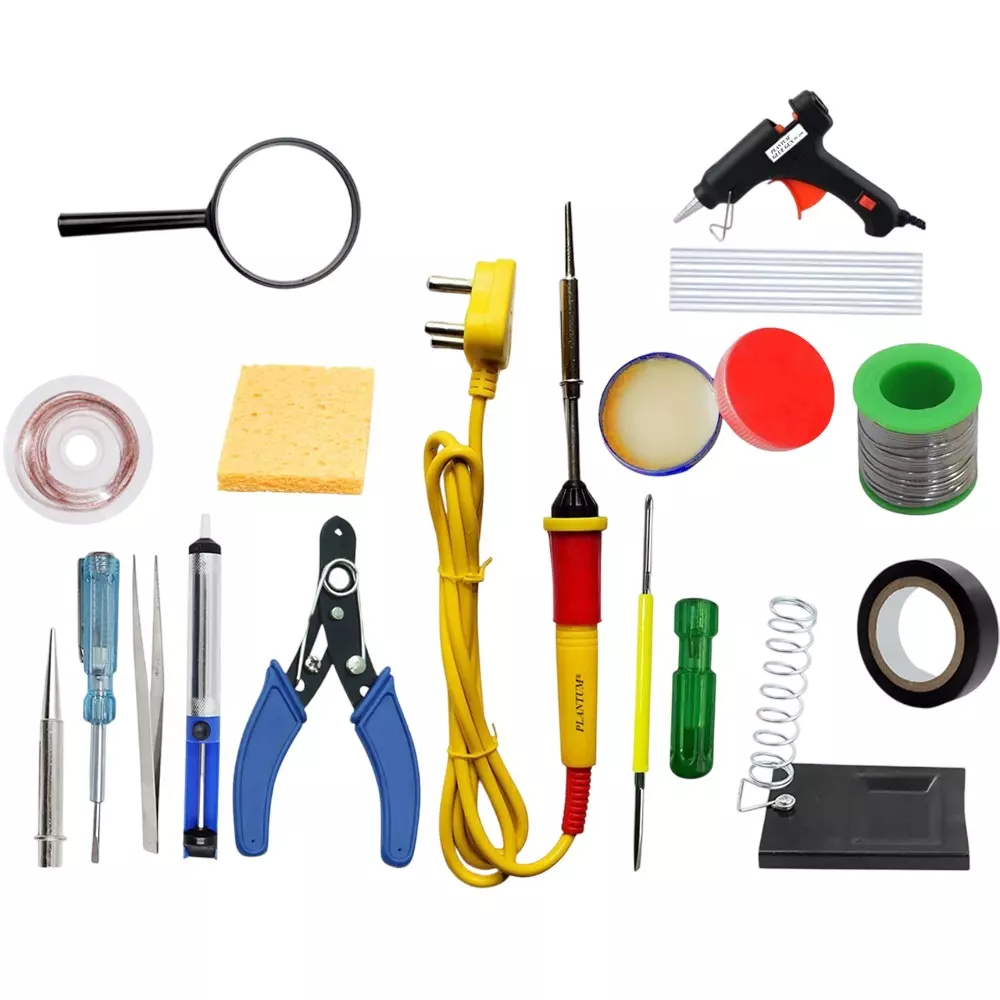 PLANTUM 16 In 1 Soldering Iron Kit Beginner Flat 27 mm Tip Copper, Iron & Nickle 25 W