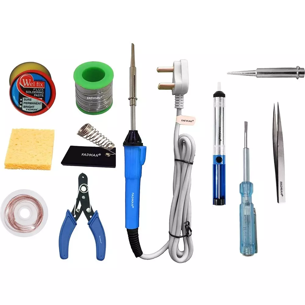 Fadman Basic Complete 11 In 1 Soldering Iron Kit Copper, Iron & Nickle Corded 25 W with Solder Wire, Tester