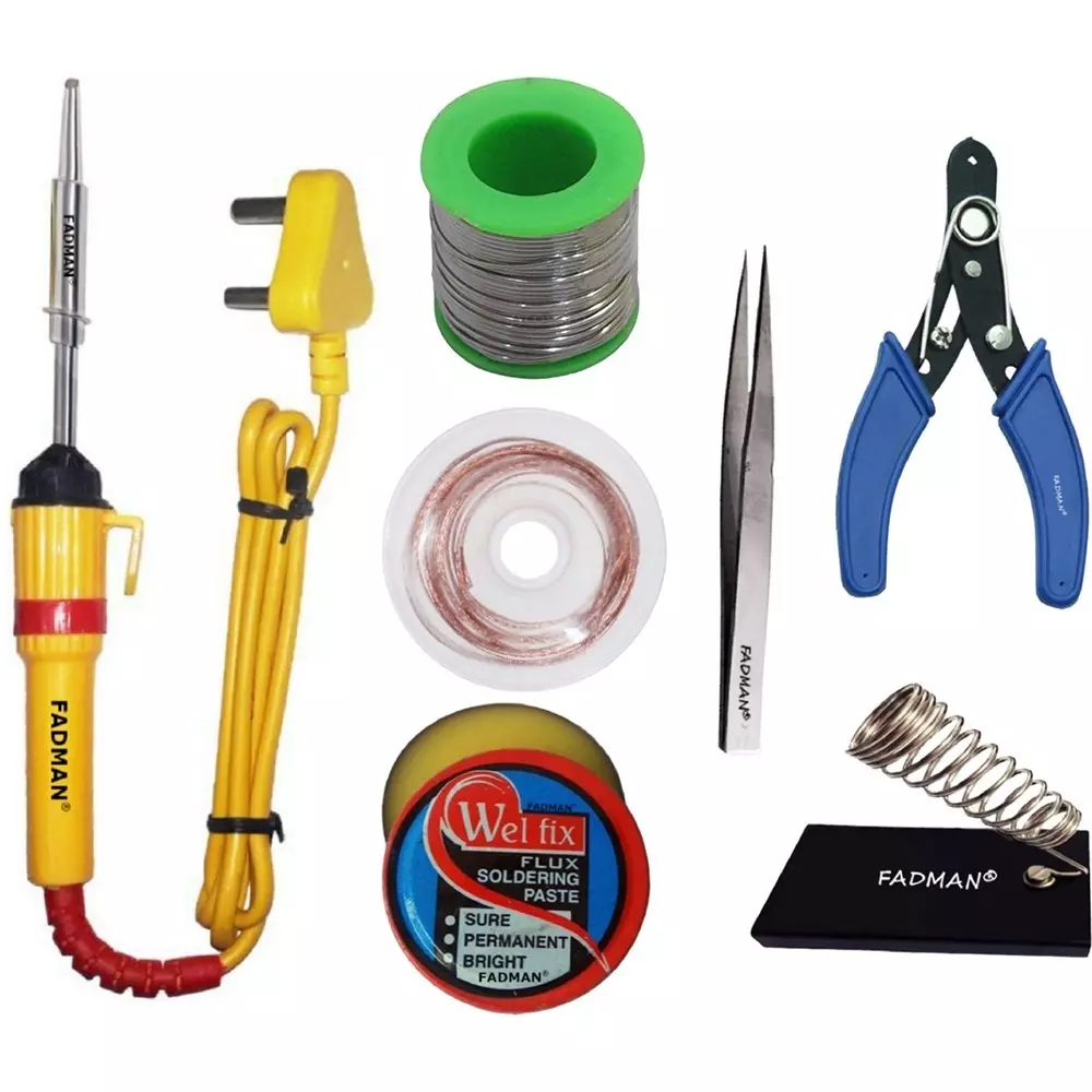 Fadman Basic Complete 7 In 1 Soldering Iron Kit Copper, Iron & Nickle Corded 25 W with Cutter, Solder Wire