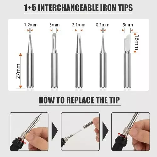 VMTRONIX Temperature Controlled Soldering Kit 60 W Copper Tip for Precision Electric Work (Kit of 10 Pcs)
