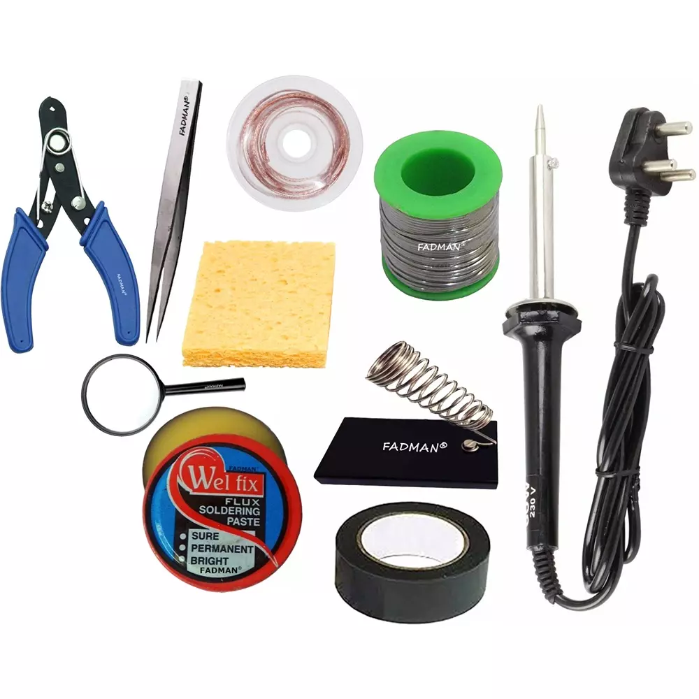 Fadman 10 In 1 Soldering Iron Kit Flat Tip Copper, Iron & Nickle 60 W Black