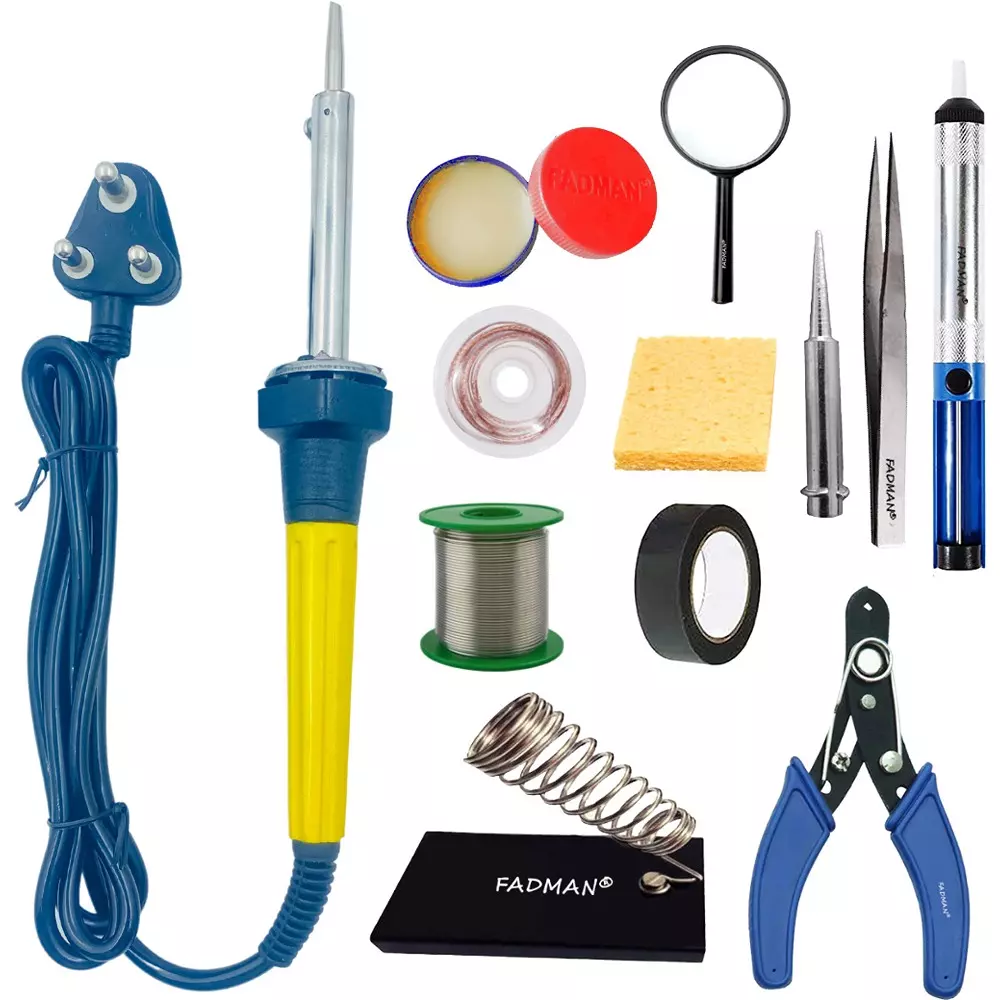 Fadman 12 In 1 Soldering Iron Equipment Tool Machine Combo Kit 60 W Corded Flat Copper, Iron & Nickle Tip