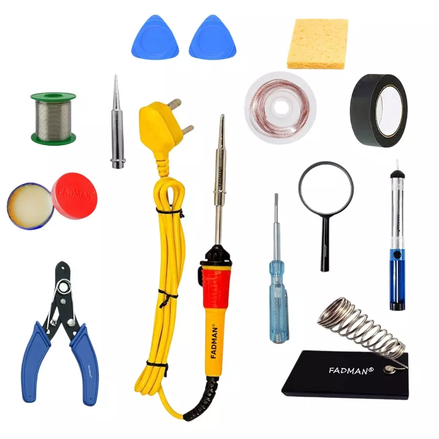 Fadman 13 In 1 Type-3 Soldering Kit with Mobile Opener 25 W Corded Flat Copper, Iron & Nickle Tip