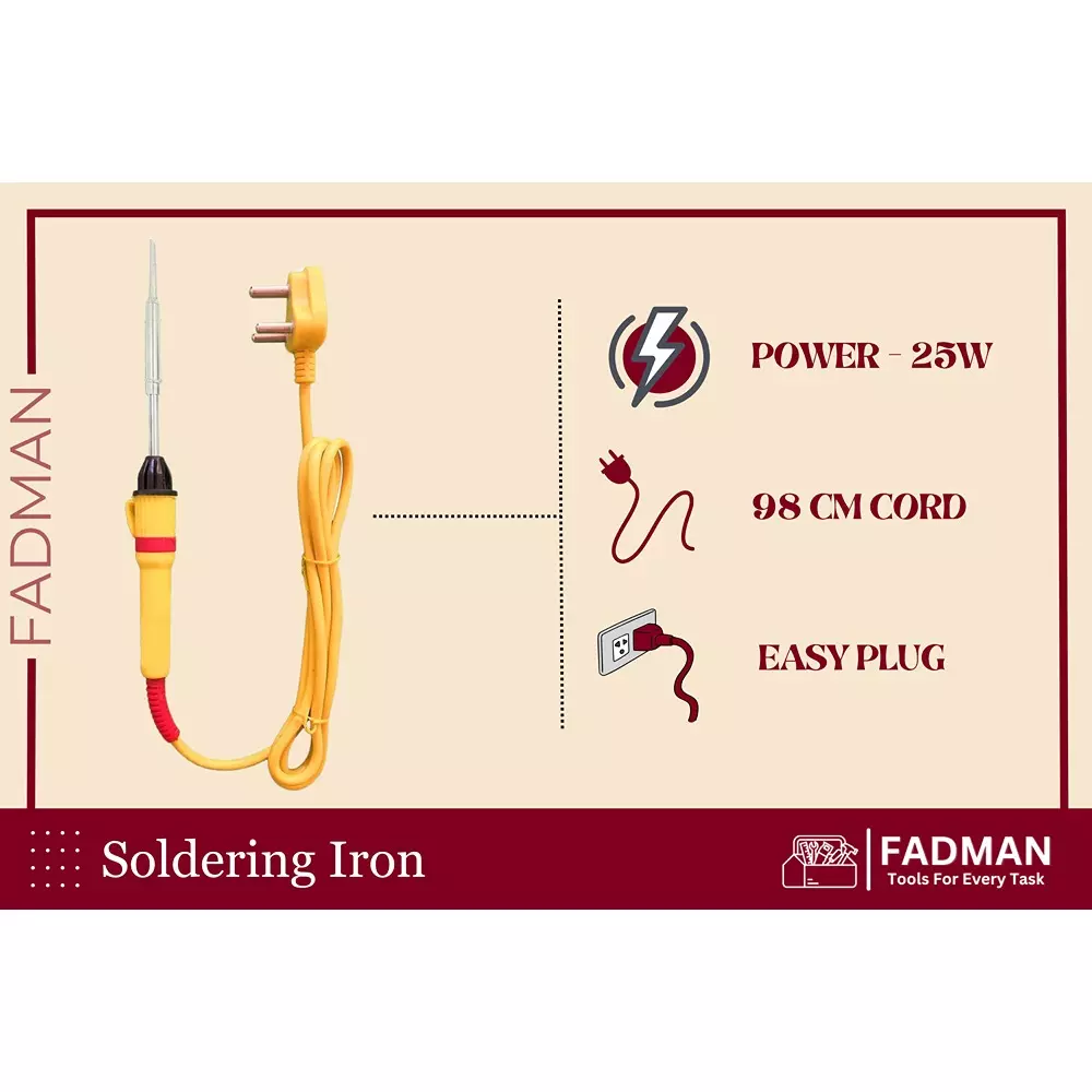 Fadman 15 In 1 Electronic Solution Advanced Flat 20 mm Tip Copper & Iron 25 W Half Yellow & Red