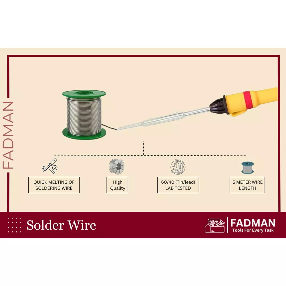 Fadman 15 In 1 Electronic Solution Advanced Flat 20 mm Tip Copper & Iron 25 W Half Yellow & Red