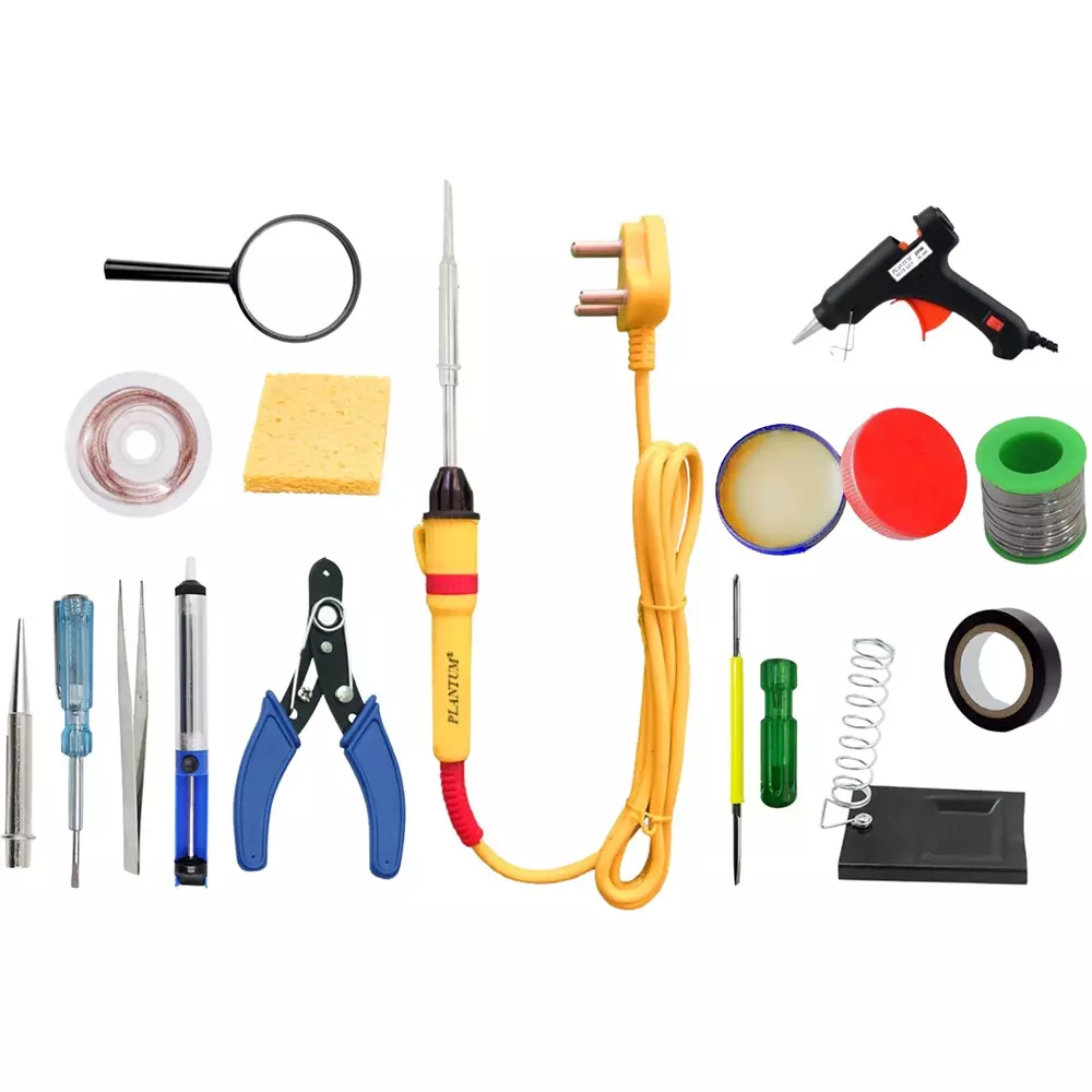 PLANTUM Combo Type 15 Beginner Pack Soldering Iron Kit 25 W Simple (Flat Tip)